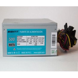 Fuente alimentacion ATX 500w Eightt Eps500 / Fan 120mm / 14db / 1x 12v 4 Pines / 4xSata / 2xIde / 1x Atx 20+4 / EPS500