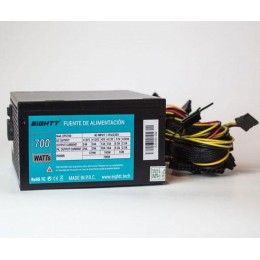 Fuente alimentacion ATX 700w Eightt Eps700 / Fan 120mm / 14db / 1x Eps / 12v 4 Pines / 4xSata / Pcie 6+2 / 2xIde / Negra EPS700